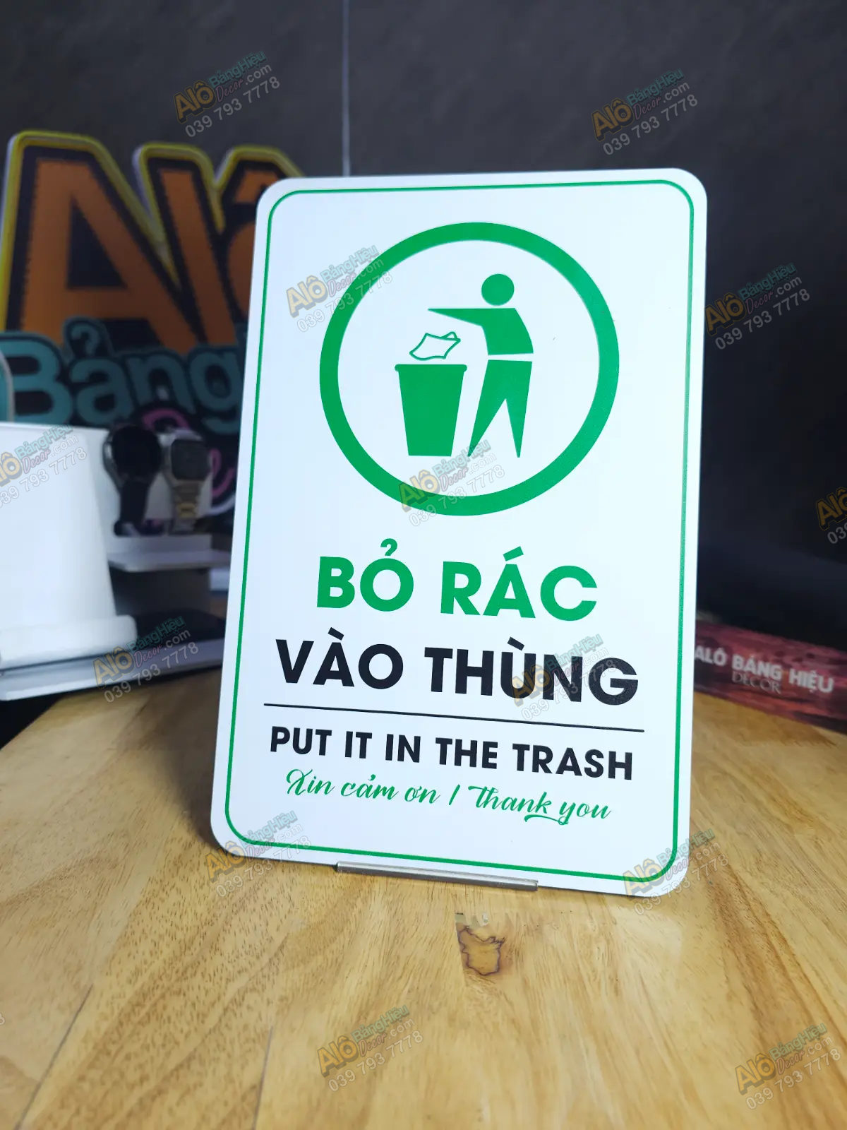 Bảng Bỏ Rác Vào Thùng In UV Trên Alu - Giải Pháp Nhắc Nhở Giữ Gìn Vệ Sinh Hiệu Quả